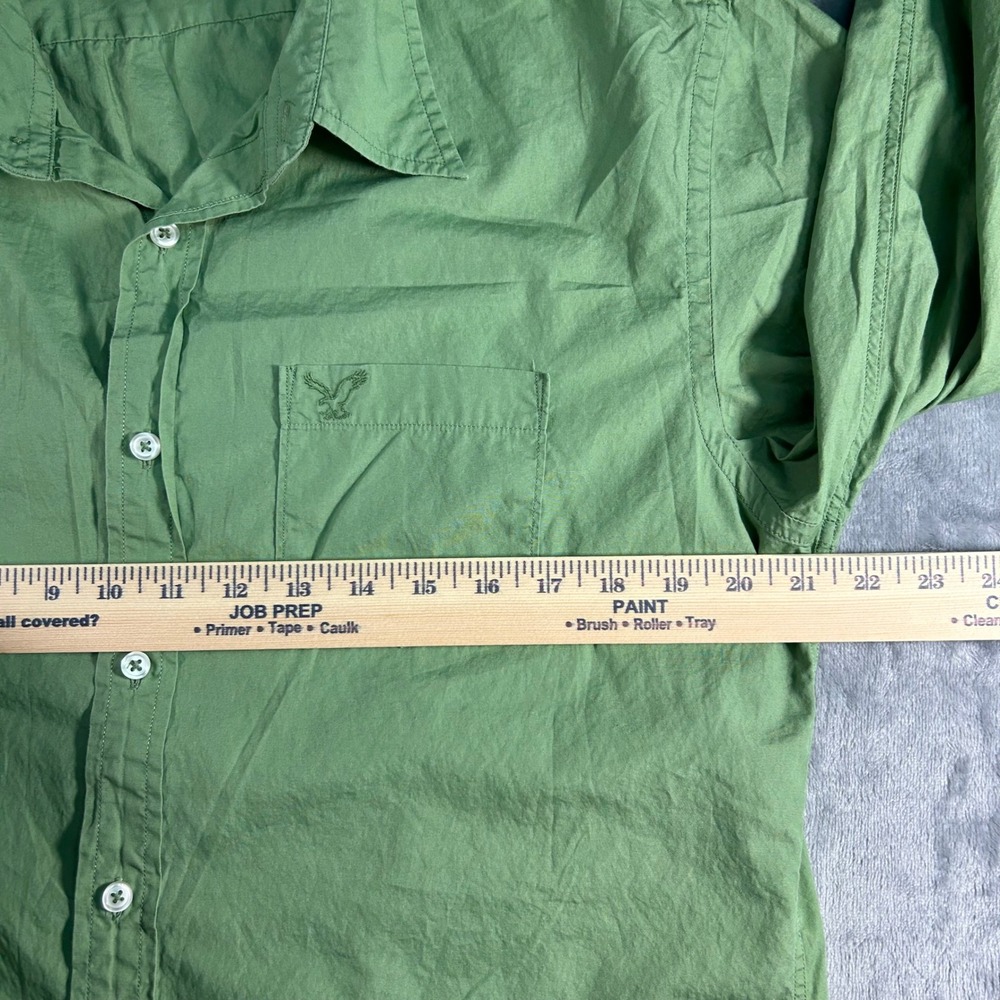 American Eagle Outfitters Mens L/G Green Button Down Long Sleeve Vintage Fit - Picture 4 of 6